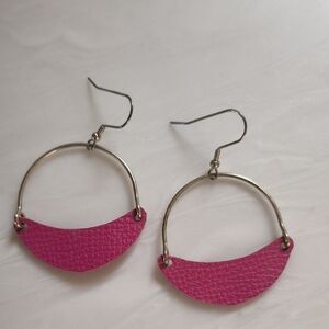 Unbranded Pink Crescent Hoop Earrings